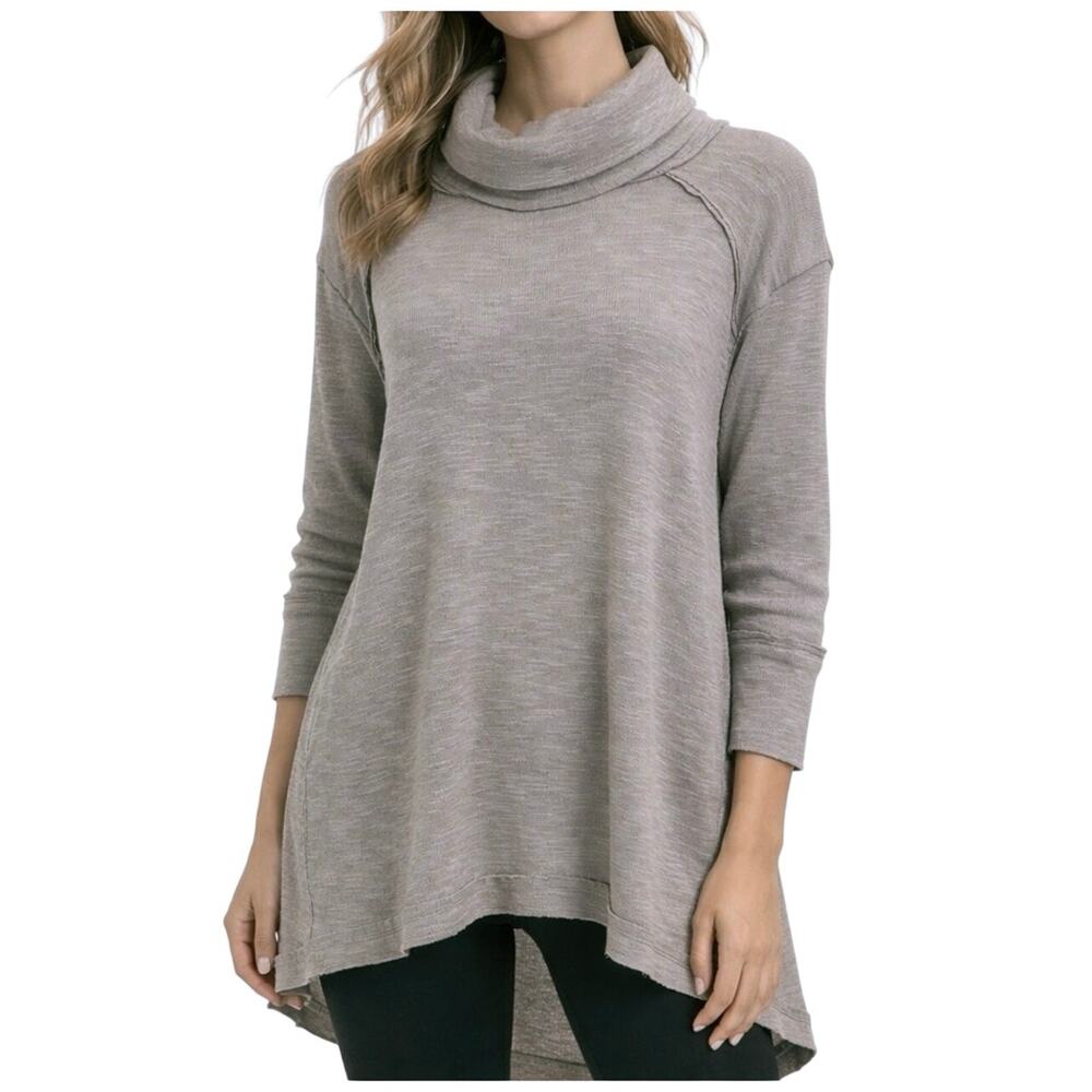 FREE PEOPLE x WE THE FREE Boho Cowl Neck Slub Knit Split Back Top